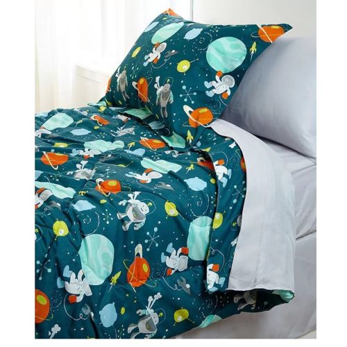  SE 8 Piece Colorful Outerspace Inspired Design Comforter Set Full Size, Featuring Spacemen Robots Planets Motif Comfortable Bedding, Playful Patterned Boys Kids Bedroom Decoration, Gr