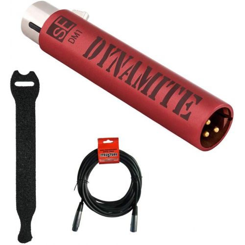  sE Electronics DM1 Dynamite Active Inline Microphone Preamplifier with 10-Pack Touch Fastener Straps & 20 XLR-XLR Cable Bundle