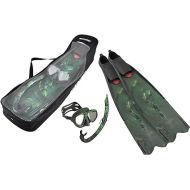 SEAC Motus Tris Freediving and Spearfishing Set - Motus Long Fins, One Diving Mask Jet Snorkel, Shoulder Bag Included