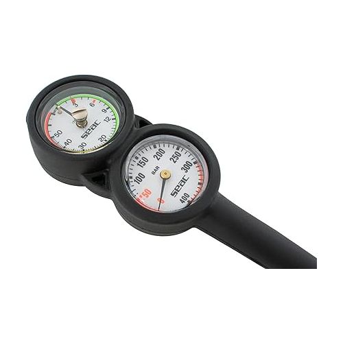  SEAC Unisex Seac Console 2 Pressure Gauge and Depth for Scuba Diving Scale 0 70 mt 400 bar, Black, Standard UK