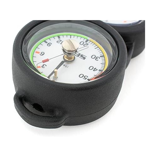  SEAC Unisex Seac Console 2 Pressure Gauge and Depth for Scuba Diving Scale 0 70 mt 400 bar, Black, Standard UK