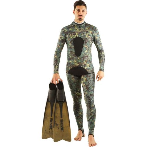  SEAC Unisex's Vela OH, Snorkeling and Pool Swimming Short Fins with Adjustable Strap,camo