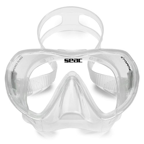  SEAC Snorkel Set for Men and Women | Comfortable Adjustable, Frameless Mask Made from Clear Tempered Glass | Dry Snorkel with Bottom Purge Valve Snorkeling and Freediving Gear