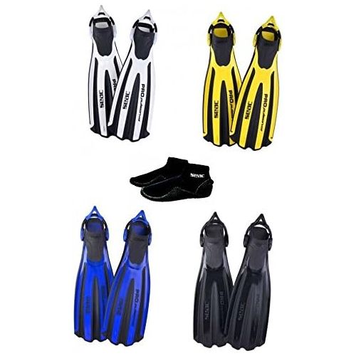  Seac Diving Propulsion Fins with Tropic Sling Straps and Ankle Socks