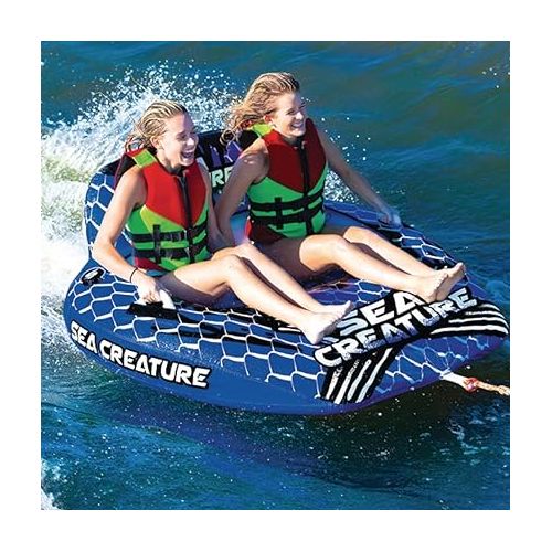  Seachoice Sea-Creature Towable Tube, Open Top Boat Tube w/ Backrests, 2 Person, 60 In. X 58 In.