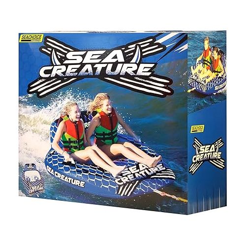  Seachoice Sea-Creature Towable Tube, Open Top Boat Tube w/ Backrests, 2 Person, 60 In. X 58 In.