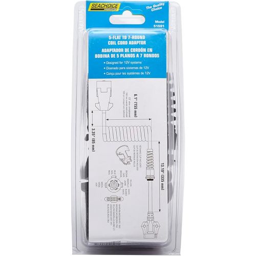  Seachoice 5-Way Flat to 7-Way Round Trailer Adaptor, Boat Trailer, 16 in. Black