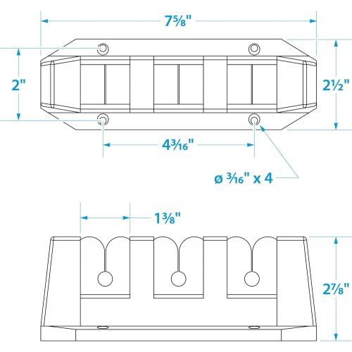  Seachoice 89501 3-Rod Storage Holder Black ABS Plastic