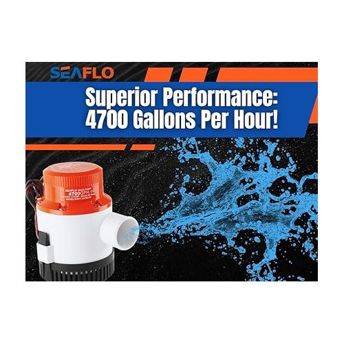  SEAFLO 01-Series Bilge Pump- 4700 GPH, 12v, Submersible Heavy-Duty Electric Bilge Pump