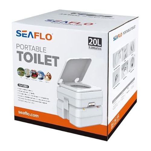  SEAFLO 5.3 Gal Multifunctional Portable Toilet | Large Capacity for Camping, RV, Boats, and More