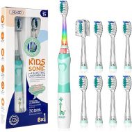 SEAGO Kids Toothbrush, Electric Sonic Replaceable Tooth Brush with Smart Timer, Soft Battery Powered, Ideal for a Deep Clean, Waterproof Travel Toothbrushes for Kids of Age 3+, 977 (Green)