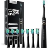 SEAGO Electric Toothbrush for Adults, with 8 Brush Heads and 5 Modes, Rechargeable Sonic Toothbrush One Charge for 30 Days, Travel Electric Toothbrushes with 2 Mins Timer(Black)