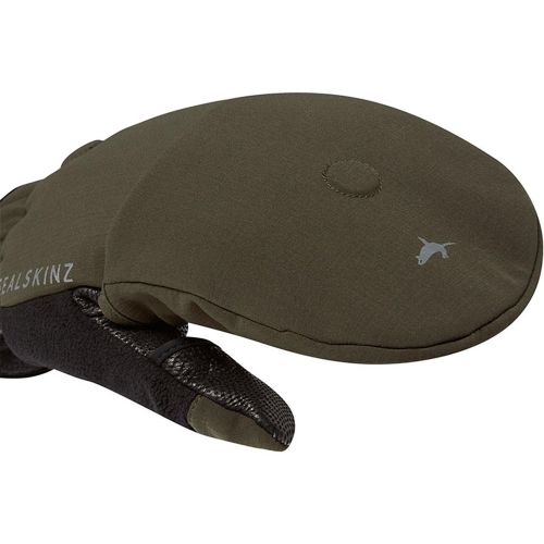  SEALSKINZ Unisex Windproof Cold Weather Convertible Mitt, Olive Green/Black, One Size