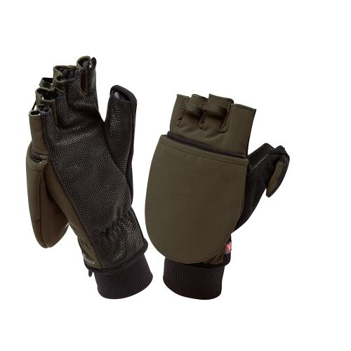  SEALSKINZ Unisex Windproof Cold Weather Convertible Mitt, Olive Green/Black, One Size