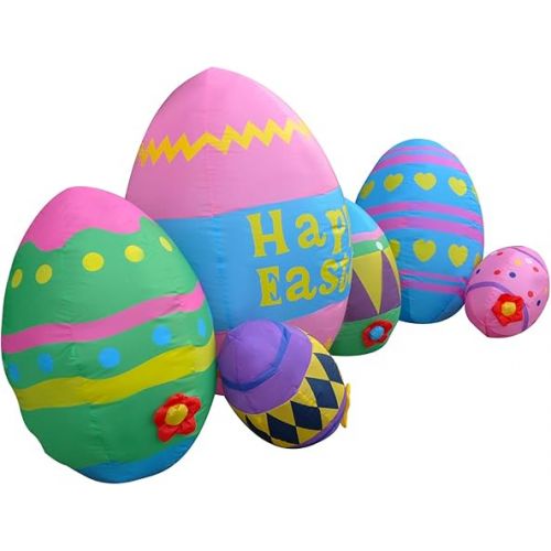  SEASONBLOW 8 Ft LED Light Up Inflatable Easter Eggs Decoration for Indoor Outdoor Home Yard Lawn Decor