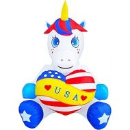 SEASONBLOW 4FT Patriotic Independence Day Inflatable Unicorn Holding Heart 4th of July Decoration for Home Yard Lawn Garden Indoor Outdoor Decoration
