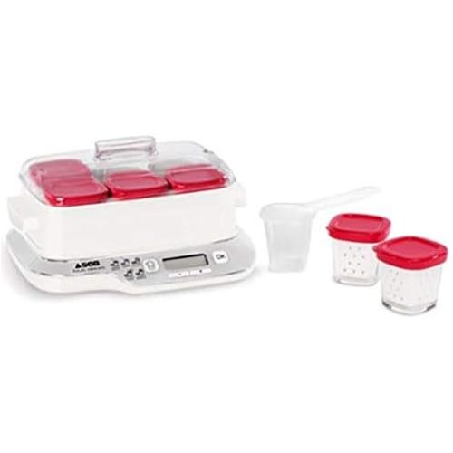  [아마존베스트]Seb Compact Multidelices Yoghurt Maker 6 Pots White / Metal, red, white