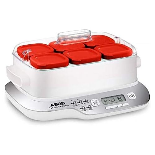  [아마존베스트]Seb Compact Multidelices Yoghurt Maker 6 Pots White / Metal, red, white