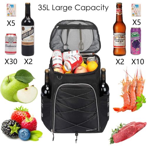  SEEHONOR Insulated Cooler Backpack 45 Cans Leakproof Soft Cooler Bag Lightweight Backpack Cooler for Lunch Picnic Fishing Hiking Camping Park Beach