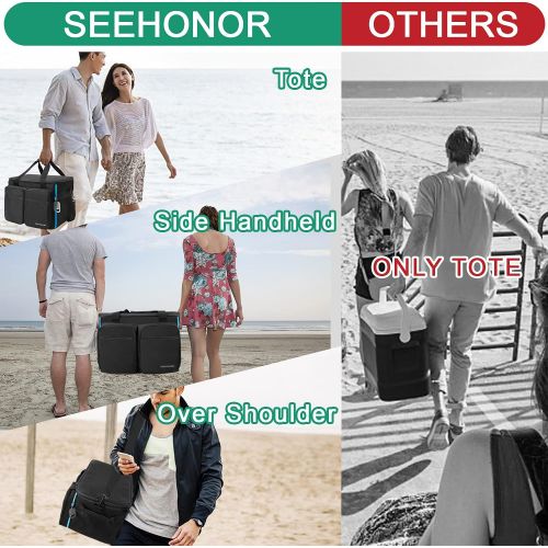  SEEHONOR Insulated Cooler Bag 60 Cans Large Collapsible Insulated Lunch Box Leakproof Soft Cooler Bag for Grocery Shopping Camping Picnic Beach 40L