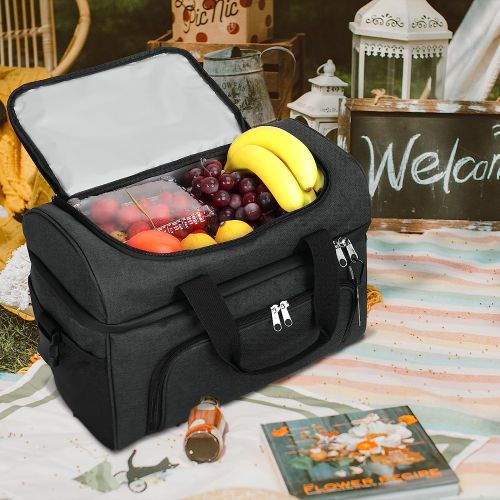  Insulated Large Cooler Bag SEEHONOR Collapsible 36-Can Coolers, Portable Dual Compartment Leakproof Soft Cooler Bag for Camping, Picnic, Beach and Hiking