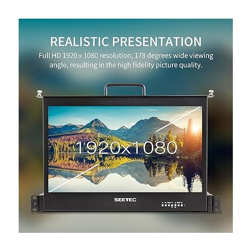  SEETEC SC173-HSD 1RU Pull Out 17.3 Inch Rack Mount Production Broadcast Monitor with 3G SDI HDMI DVI YPbPr 1920x1080 Full HD