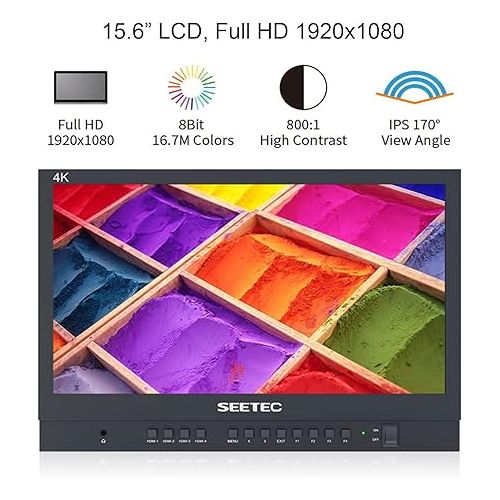  SEETEC ATEM156-CO 15.6” Live Streaming Broadcast Director LCD Monitor with 4 HDMI Input Output Portable Carry on for Video Switcher Mixer Pro Studio Television Production