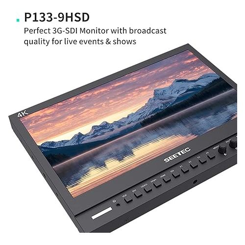  SEETEC P133-9HSD 13.3 Inch SDI Broadcast Monitor Professional, Full HD 1920 × 1080 Aluminum Design with 3G-SDI 4K HDMI AV YPbPr