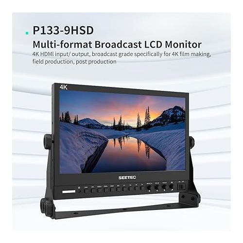 SEETEC P133-9HSD 13.3 Inch SDI Broadcast Monitor Professional, Full HD 1920 × 1080 Aluminum Design with 3G-SDI 4K HDMI AV YPbPr
