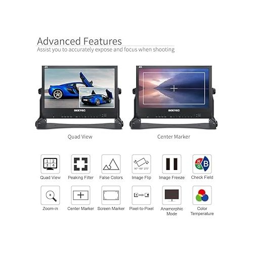  SEETEC ATEM156 15.6 Inch Live Streaming Broadcast Director Monitor with 4 HDMI Input Output Quad Split Display for ATEM Mini Pro Video Switcher Mixer Studio Television Production