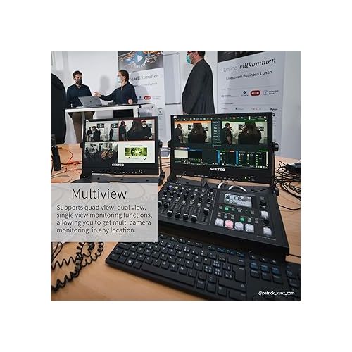  SEETEC ATEM156 15.6 Inch Live Streaming Broadcast Director Monitor with 4 HDMI Input Output Quad Split Display for ATEM Mini Pro Video Switcher Mixer Studio Television Production