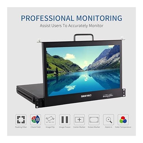  SEETEC 17.3 Inch SDI Rack Mount Monitor SC173-HSD-56 1RU Pull Out Production Monitor Full HD 1920x1080 Broadcast LCD Monitor with 3G-SDI HDMI