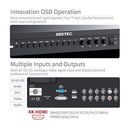  SEETEC P173-9HSD 17.3 Inch 1920x1080 Desktop Monitor for Broadcast LCD Monitoring with 3G-SDI HDMI AV YPbPr