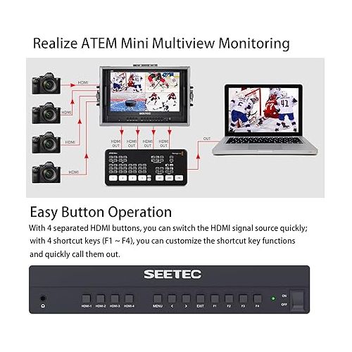  SEETEC ATEM156-CO 15.6” 4K HDMI Multiview Portable Carry-on Broadcast Director Monitor