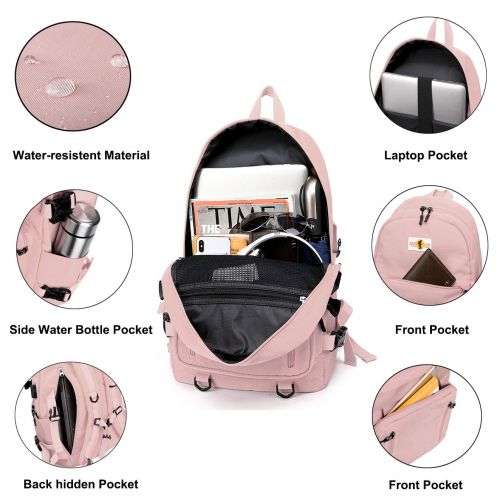  SEEU Student Backpack, Laptop School Backpack for Men Women, Travel College Bookbag Daypack with USB Charging Port, 10 Pockets Unisex Water Resistant Rucksack Fits 14 inch Laptop