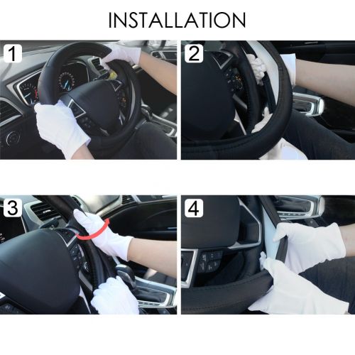  SEG Direct Black Microfiber Leather Auto Car Steering Wheel Cover Universal 15 inch