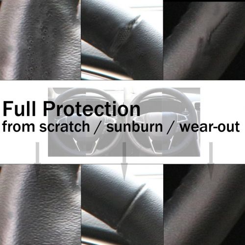  SEG Direct Black Microfiber Leather Auto Car Steering Wheel Cover Universal 15 inch