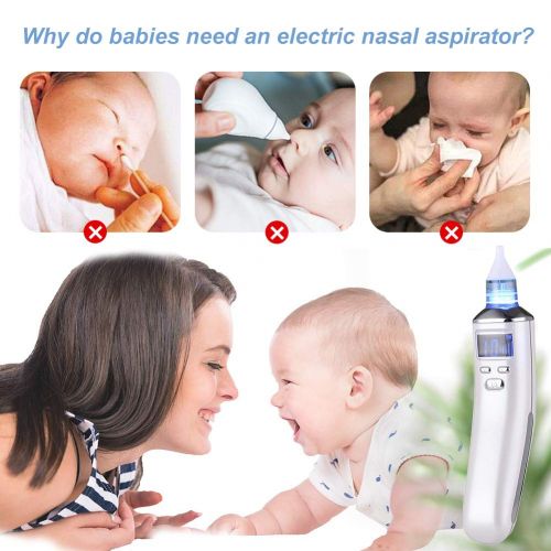  [아마존 핫딜] [아마존핫딜]SEGMINISMART Electric Baby Nasal Aspirator Nose Cleaner and Snot Sucker - Adjustable Settings and Reusable Tips with LCD Screen