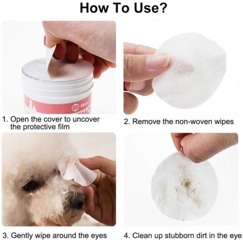  [아마존 핫딜] SEGMINISMART Eye Tear Stain Remover Wipes for Cats & Dogs, Best Natural Eye Crust Treatment for White Fur, 100 Pre Soaked Cotton Pads