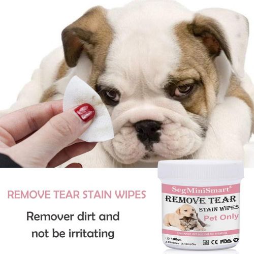  [아마존 핫딜] SEGMINISMART Eye Tear Stain Remover Wipes for Cats & Dogs, Best Natural Eye Crust Treatment for White Fur, 100 Pre Soaked Cotton Pads