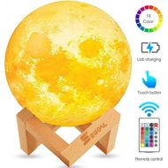 [아마존핫딜][아마존 핫딜] SEGOAL Moon Lamp Moon Light Kids Night Light Galaxy Lamp 16 Colors LED 5.9 Inch 3D Lamps with Wood Stand, Touch & Remote Control & USB Rechargeable Baby Light Perfect Gift for Girls Lover