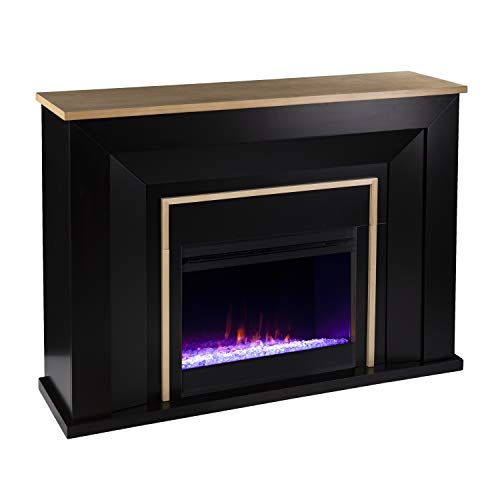  SEI Furniture Cardington Color Changing Fireplace, Black/Natural