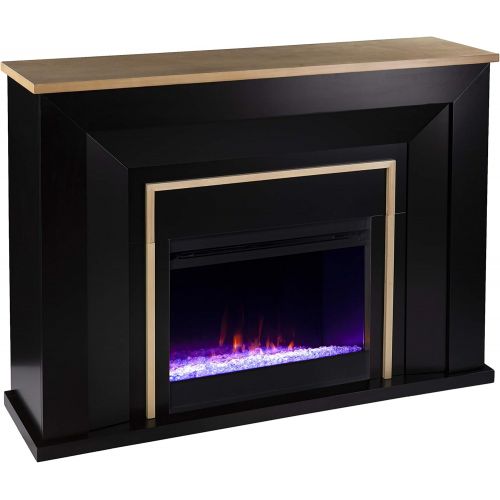  SEI Furniture Cardington Color Changing Fireplace, Black/Natural