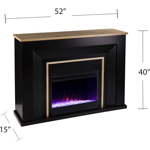  SEI Furniture Cardington Color Changing Fireplace, Black/Natural