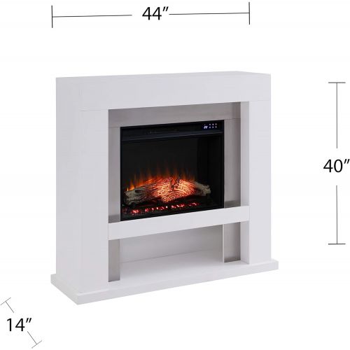  SEI Furniture Lirrington Electric Stainless Steel Accents Fireplace, New White