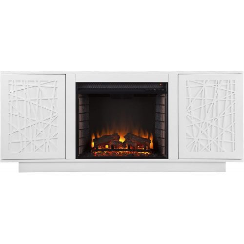  SEI Furniture Delgrave Media Electric Fireplace, White Finish