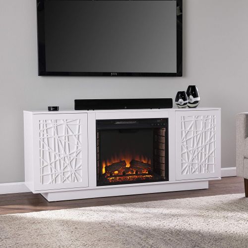  SEI Furniture Delgrave Media Electric Fireplace, White Finish