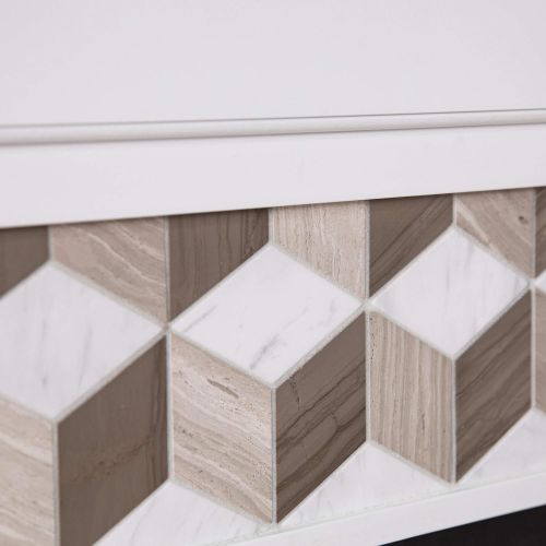  SEI Furniture Darvingmore Color Changing Fireplace w/ Marble Surround, White/ Brown