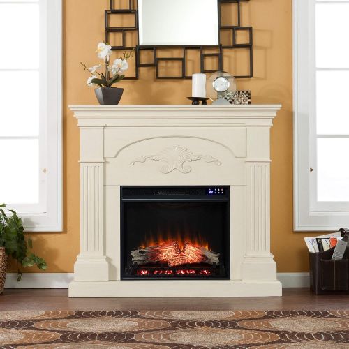  SEI Furniture Sicilian Fireplace, New Ivory