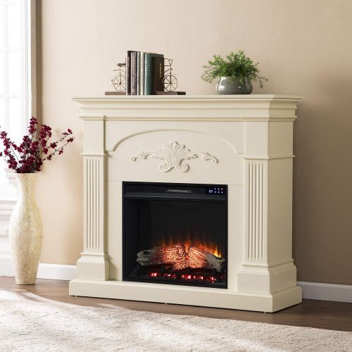  SEI Furniture Sicilian Fireplace, New Ivory